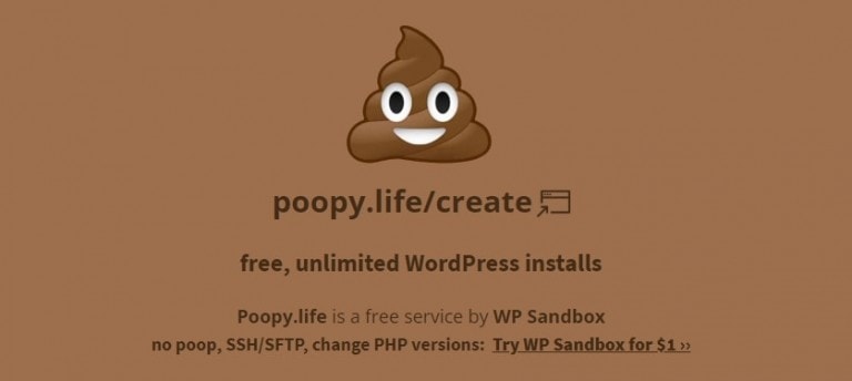 免费的WordPress沙箱测试工具poopy.life